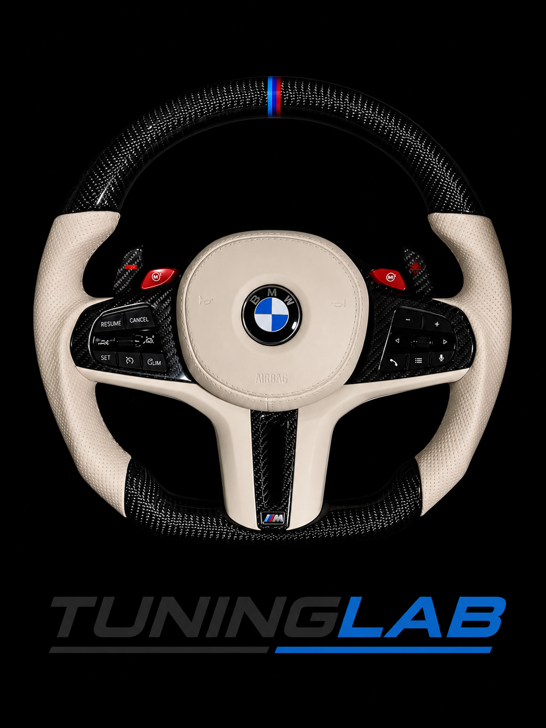 Volante BMW M Performance in Carbonio e Pelle Avorio
