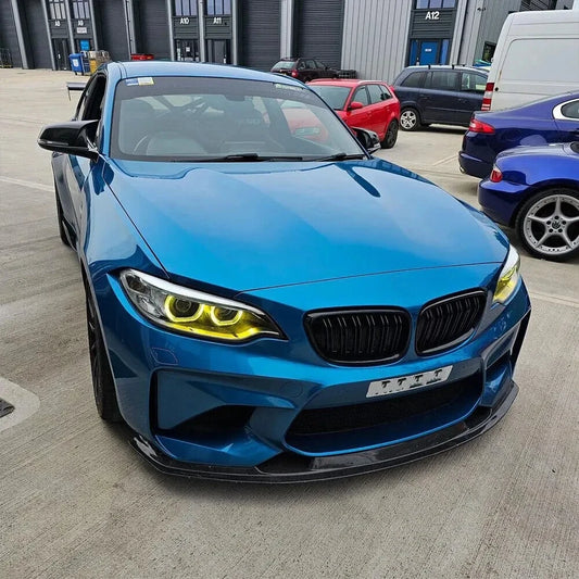 Luci diurne a LED gialle Angel Eyes per fari allo xeno BMW Serie 2 M2 F87 F22 F23 2014-2017, chip CSL rosso/blu per luci diurne 7388924