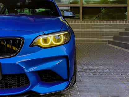 Luci diurne a LED gialle Angel Eyes per fari allo xeno BMW Serie 2 M2 F87 F22 F23 2014-2017, chip CSL rosso/blu per luci diurne 7388924