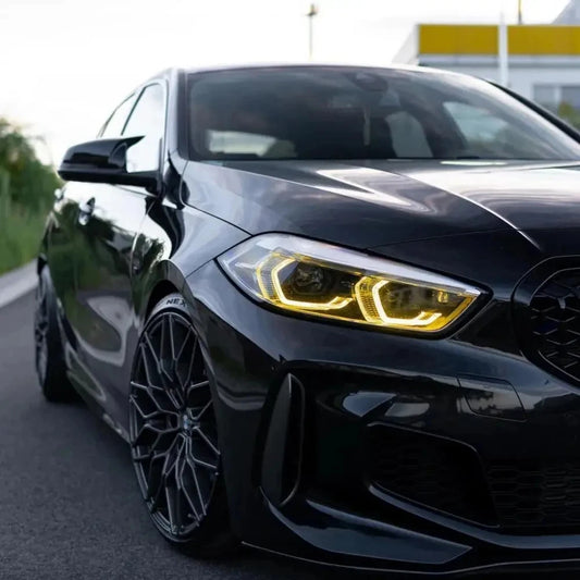 Luci diurne a LED Angel Eyes color ambra per BMW Serie 1 F40 116i 118i 120i 128ti M135i 116d 118d 120d 2019-2024