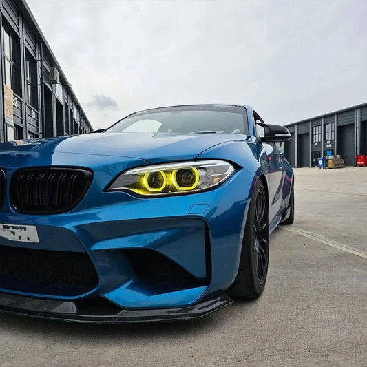 Luci diurne a LED gialle Angel Eyes per fari allo xeno BMW Serie 2 M2 F87 F22 F23 2014-2017, chip CSL rosso/blu per luci diurne 7388924