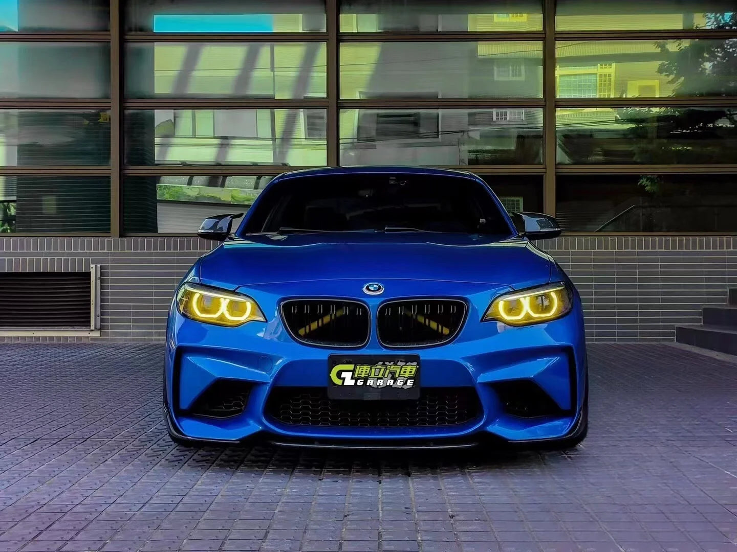 Luci diurne a LED gialle Angel Eyes per fari allo xeno BMW Serie 2 M2 F87 F22 F23 2014-2017, chip CSL rosso/blu per luci diurne 7388924