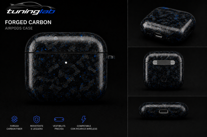 Custodia in Vera Fibra di Carbonio Forgiata per Apple AirPods Pro (1ª, 2ª e 3ª Generazione) e AirPods 4