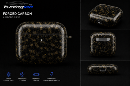 Custodia in Vera Fibra di Carbonio Forgiata per Apple AirPods Pro (1ª, 2ª e 3ª Generazione) e AirPods 4